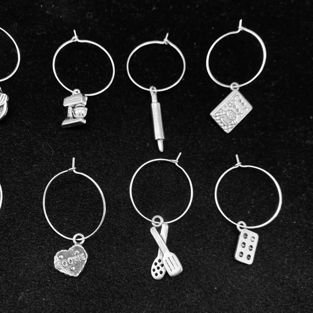 Baking/cooking themed Wine Glass charm tags set of 10